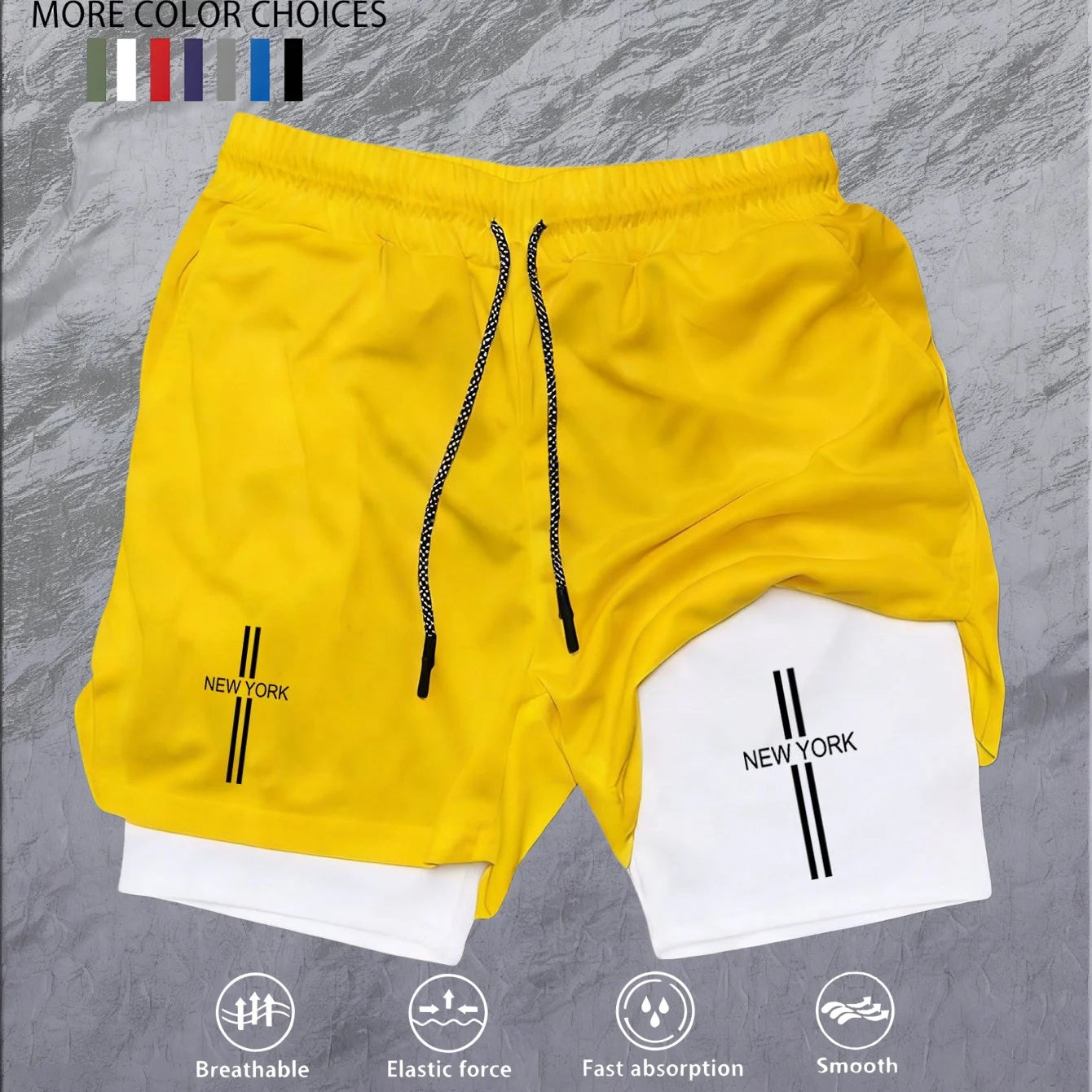 Workout Sports Shorts for Men 2-in-1 Double Deck Marathon Running Comfortable Fitness Training Pants Racing Gym Wear Jogging