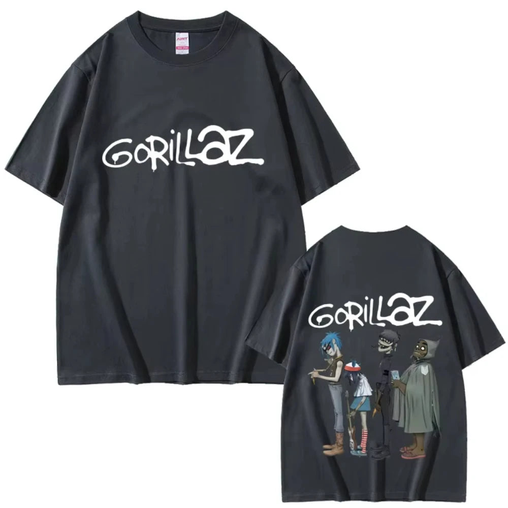 Hot Alternative Rock Band Gorillaz Graphic T-shirts Men Women Hip Hop Fashion T Shirt Summer Male Casual Soft Cotton Tshirt Tops