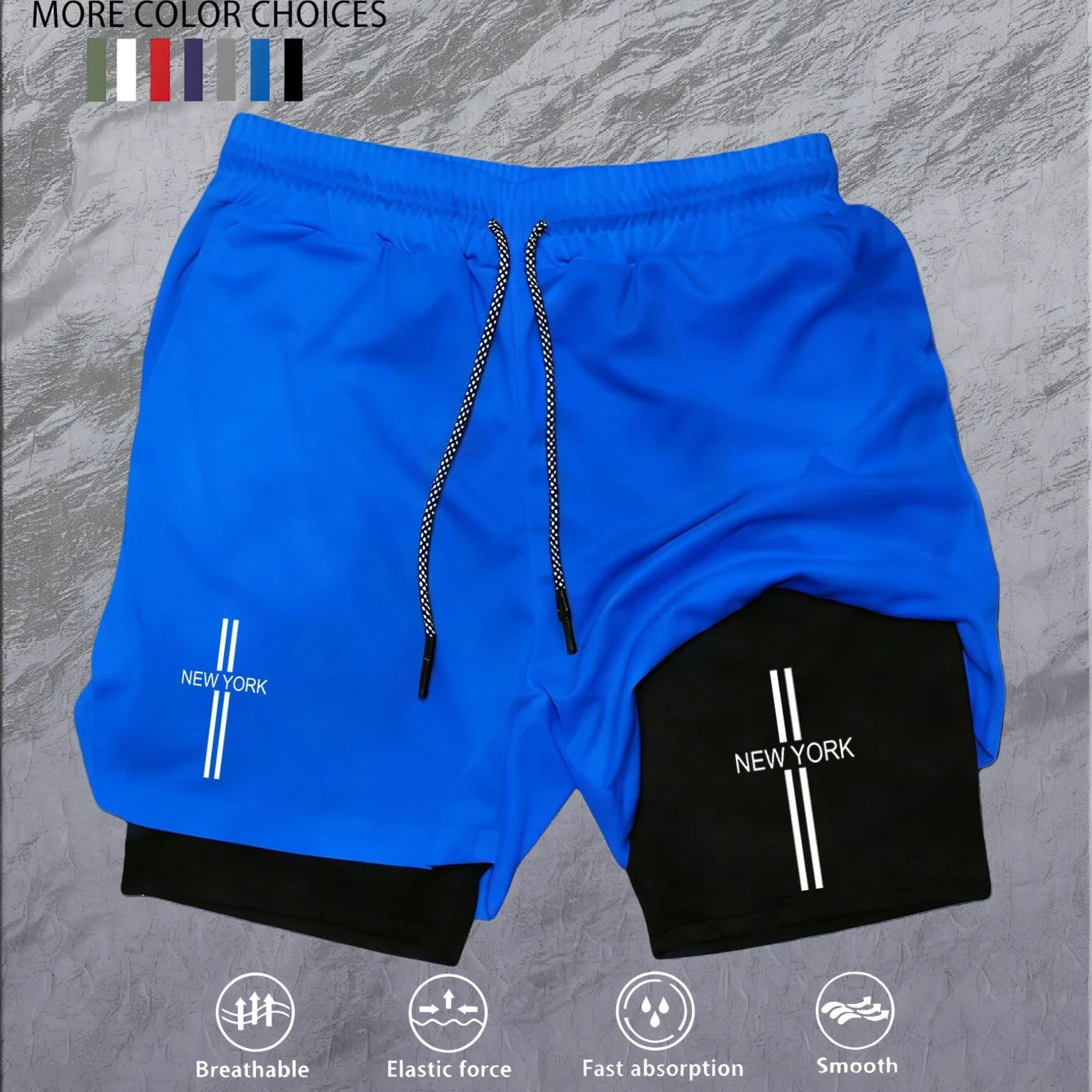 Workout Sports Shorts for Men 2-in-1 Double Deck Marathon Running Comfortable  Fitness Training Pants Racing Gym Wear Jogging