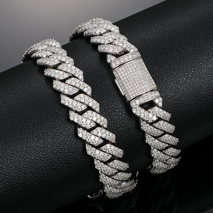 High Quality 14mm Cuban Link Necklace Men Mossanite Sterling Silver 925  Chains Necklaces Hip Hop Jewelry