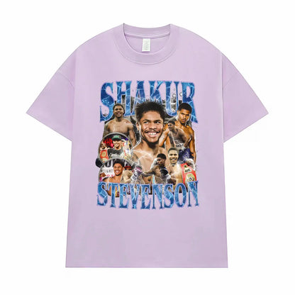 Shakur Stevenson Undefeated Graphic T Shirts Men's Clothes Gothic Violence Aesthetic T-shirt Male Summer Tops Streetwear T Shirt