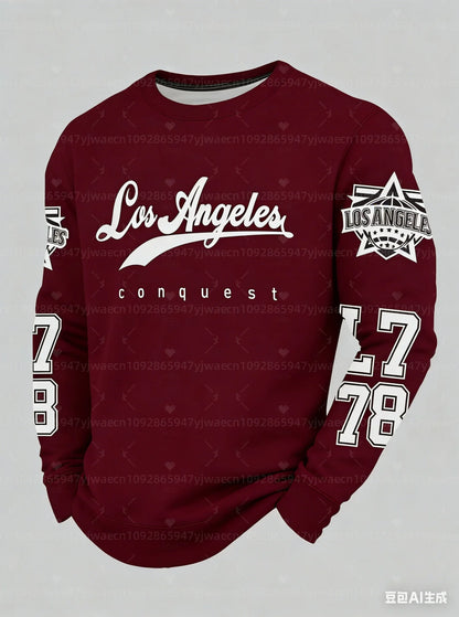 2026 Mens Long Sleeves LOS ANGELES 78 Print Men's Sweatshirt O -Neck Long Sleeve Pullover Hoodies Men WOMEN  Sports Hoodies
