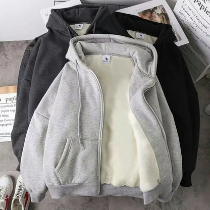 Fleece Hoodies Men's Warm Coats Fleece Sweatshirt with Hood Zipper Cardigans Men's Sportswear Thicken Warm Jackets