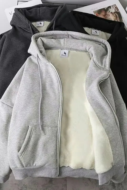 Fleece Hoodies Men's Warm Coats Fleece Sweatshirt with Hood Zipper Cardigans Men's Sportswear Thicken Warm Jackets