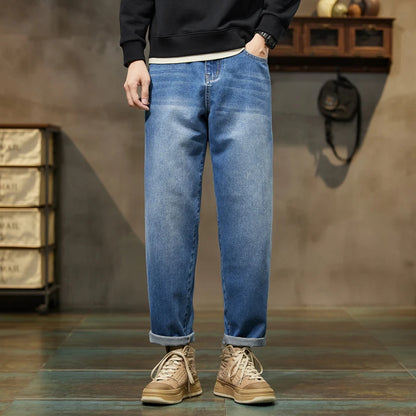 Baggy Pants Loose Fit Retro Blue Harem Pants Vintage Clothes Baggy Jeans Men Fit Harem Pants Wide Leg Fashion Pockets