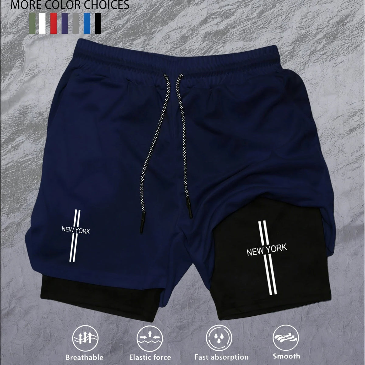 Workout Sports Shorts for Men 2-in-1 Double Deck Marathon Running Comfortable  Fitness Training Pants Racing Gym Wear Jogging