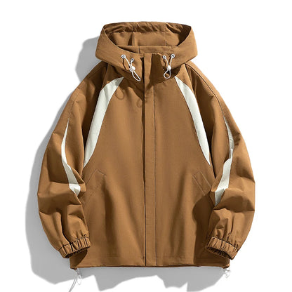 New Autumn And Winter Men'S Hooded Fashionable And Versatile Jacket For Teenagers Loose And Casual Outdoor Color Blocked Coat