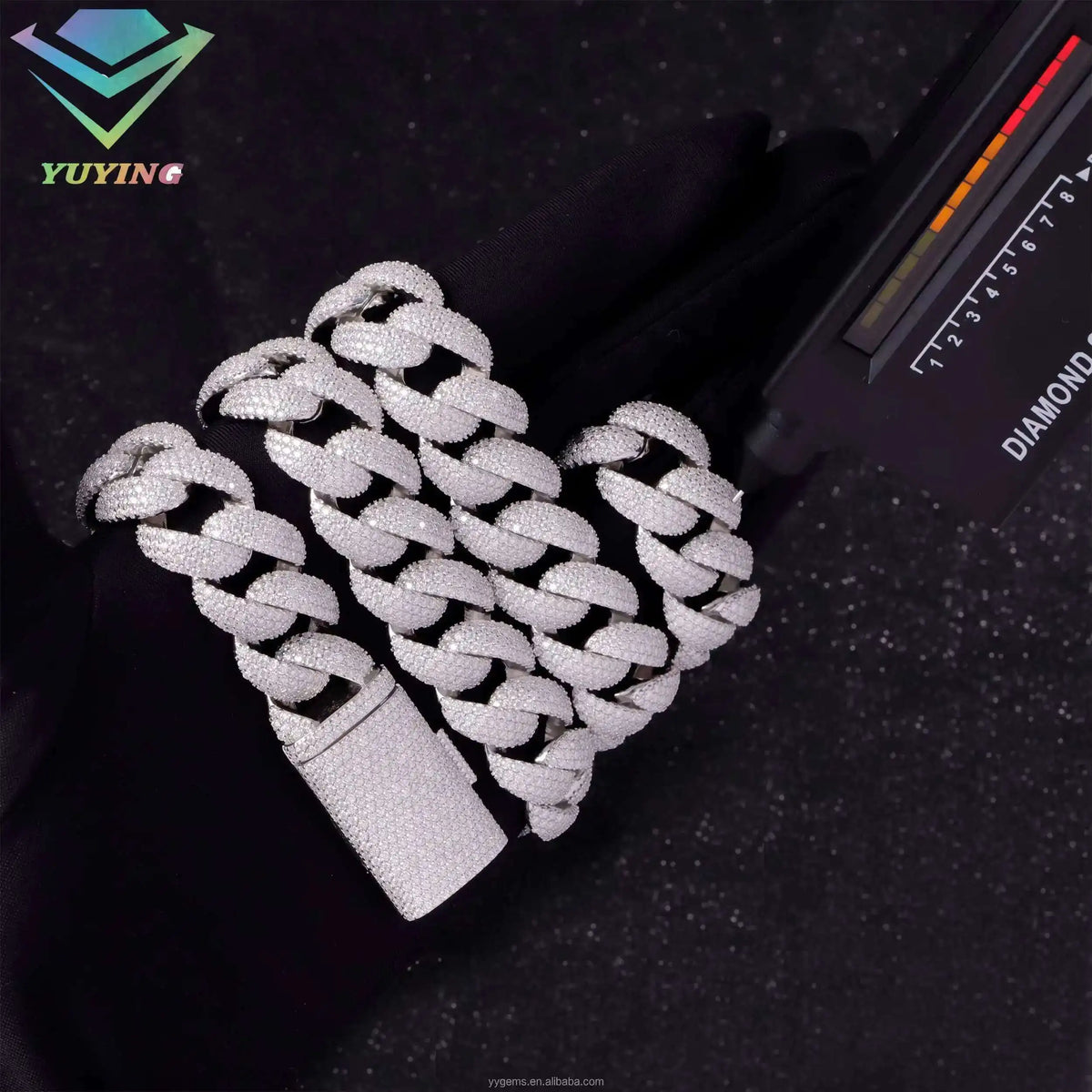 Full Ice Out Mossanite Cuban Chain 6mm 9mm 13mm 2rows 925 Sterling Silver Chain Hip Hop Necklace VVS Moissanite Cuban Link Chain