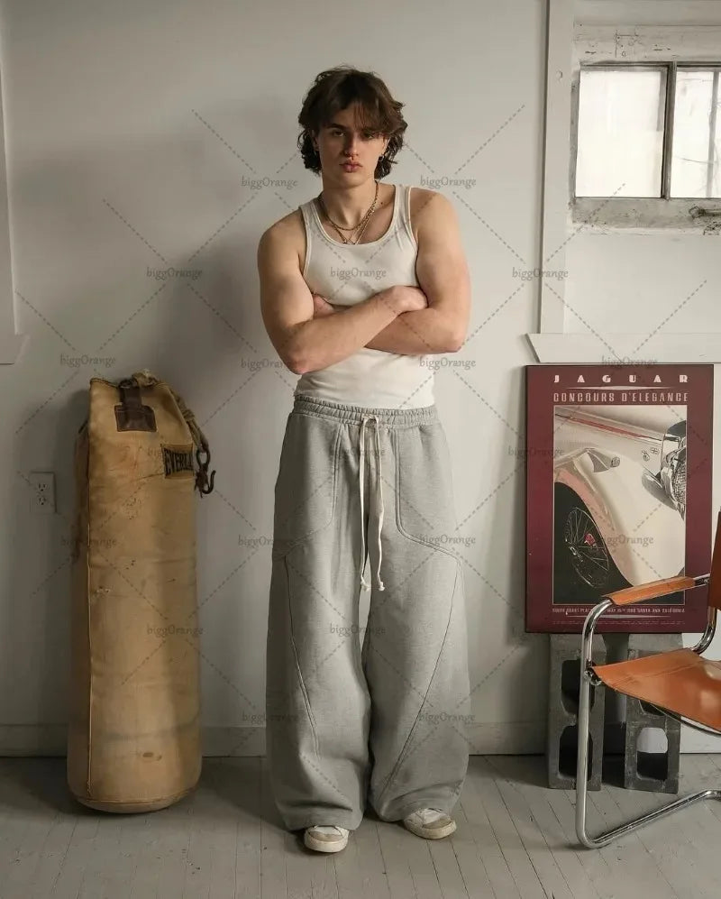 American Baggy Sweatpants Men Women Y2K Gothic Hip Hop Pants Streetwear Retro Casual Wide Leg Pants Harajuku Jogging Trousers