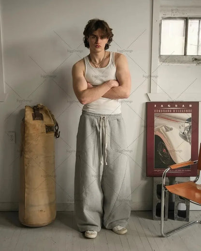 American Baggy Sweatpants Men Women Y2K Gothic Hip Hop Pants Streetwear Retro Casual Wide Leg Pants Harajuku Jogging Trousers