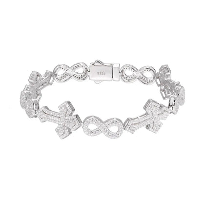 D Color Moissanite Cross Infinity Chain Bracelet 925 Sterling Silver Hiphop Rock Men Jewelry Diamond Link Chain Bracelets Bangle