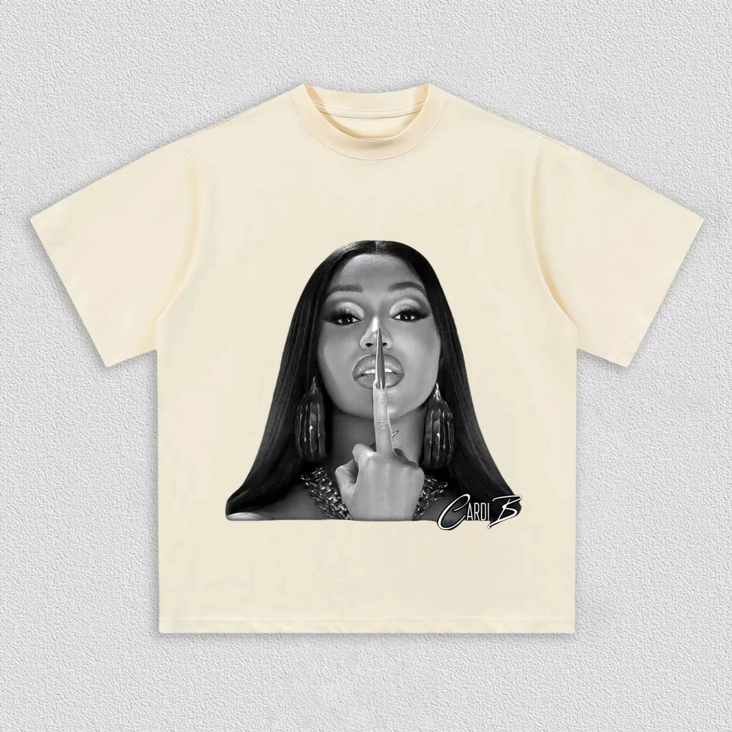 Cardi B Graphic T-shirt, Unisex Hip-Hop Rapper Logo Print, Black & White Casual Pure Cotton Streetwear Women And Men T-shirts