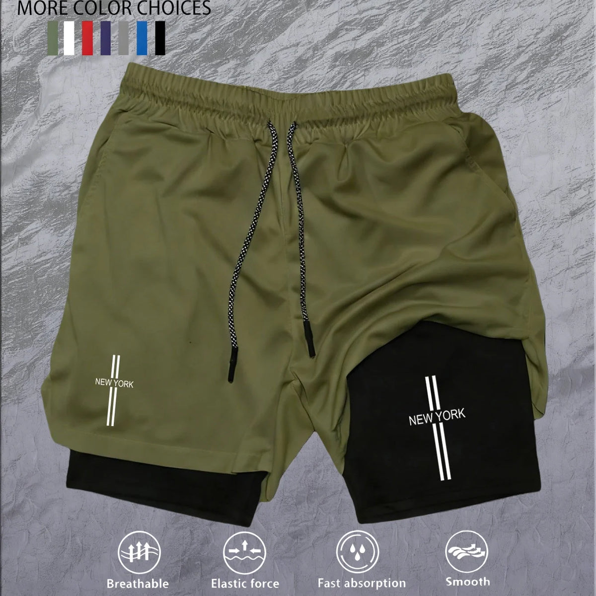 Workout Sports Shorts for Men 2-in-1 Double Deck Marathon Running Comfortable  Fitness Training Pants Racing Gym Wear Jogging