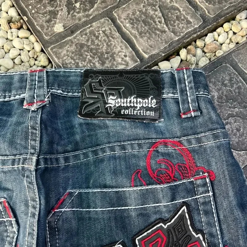 Casual denim short for men 2024 new gothic punk cross graphic print design fashion comfortable versatile y2k casual jorts shorts