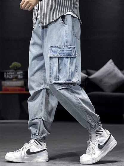 Baggy Jeans big pocket Trousers Male Denim cargo Pants Wide Leg Pant Men's Jeans Loose Casual Streetwear Hip Hop Harajuku 2025