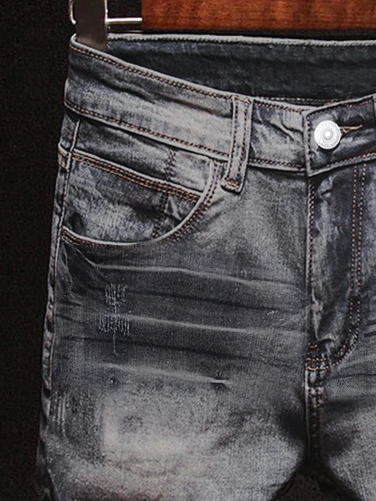 High End Denim Shorts for Men Summer New Business Fashion Thin Stretch Short Casual Pants Male Retro Washed Daily Slim Jeans