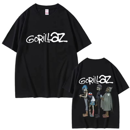 Hot Alternative Rock Band Gorillaz Graphic T-shirts Men Women Hip Hop Fashion T Shirt Summer Male Casual Soft Cotton Tshirt Tops