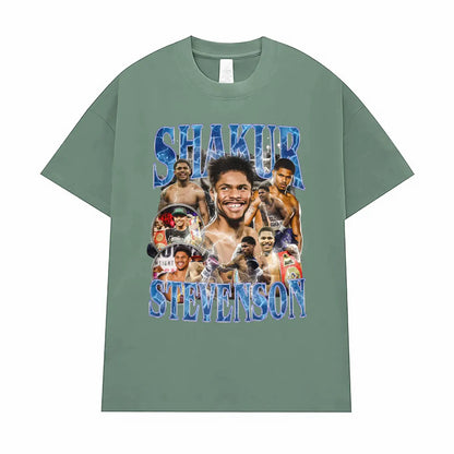 Shakur Stevenson Undefeated Graphic T Shirts Men's Clothes Gothic Violence Aesthetic T-shirt Male Summer Tops Streetwear T Shirt