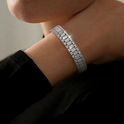 IGOTOS 1.2mm Moissanite Watch Chain Bracelet 925 Sterling Silver Certified Women Men Full Diamond Bangle Fine Jewelry