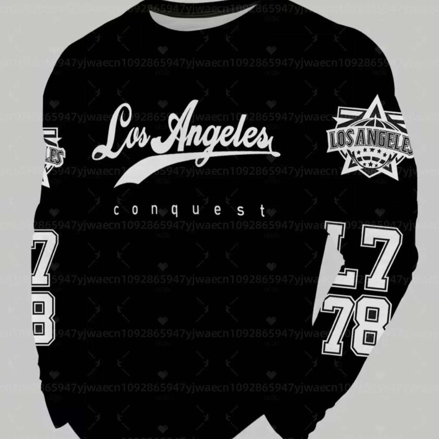2026 Mens Long Sleeves LOS ANGELES 78 Print Men's Sweatshirt O -Neck Long Sleeve Pullover Hoodies Men WOMEN  Sports Hoodies