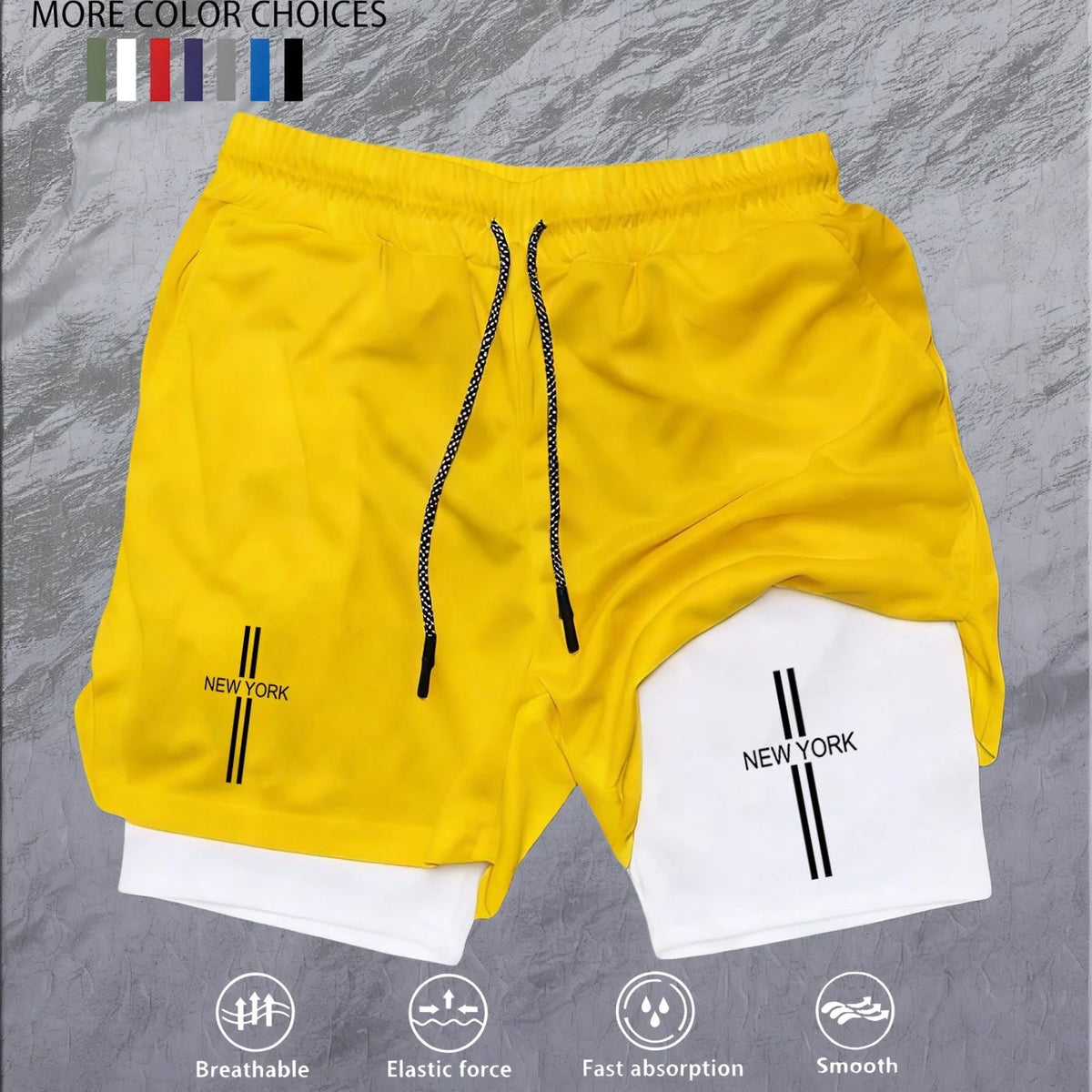 Workout Sports Shorts for Men 2-in-1 Double Deck Marathon Running Comfortable  Fitness Training Pants Racing Gym Wear Jogging