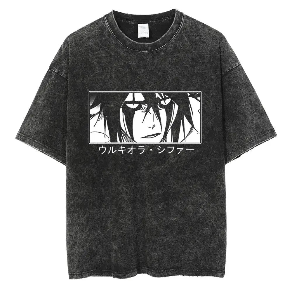 New Men Tshirt for Ropa Hombre Hot Ulquiorra Cifer Arrival Mens Clothes Tee Shirt Graphic T-Shirts Bleach Anime Washed 62973