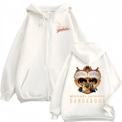 King of Pop Michael Jackson Dangerous Zip Up Hoodies Men Women Gothic Hip Hop Jacket Sweatshirt Autumn/Winter Zipper Hoodie Coat