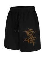 Men'S Shorts Featuring Intricate Abstract Patterns with Multiple Curves and Sharp Protrusions, Designed for Casual Wear