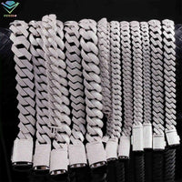 Full Ice Out Mossanite Cuban Chain 6mm 9mm 13mm 2rows 925 Sterling Silver Chain Hip Hop Necklace VVS Moissanite Cuban Link Chain