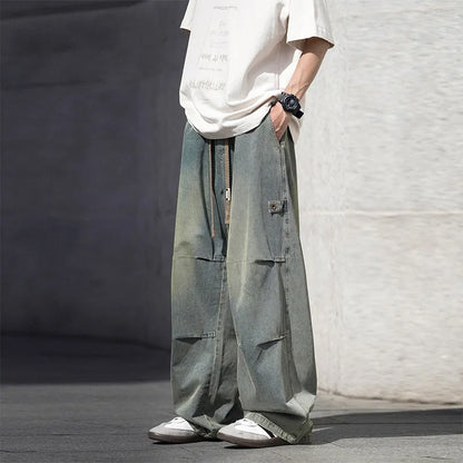 Man Pants Mens Jeans American Trendy Casual Straight Leg Workwear Trousers Loose Fit Spring Summer