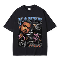 Rapper Kanye West Graphic Print T Shirt Men's Fashion Retro Short Sleeve T-shirt Casual 100% Cotton T-shirts Hip Hop Streetwear