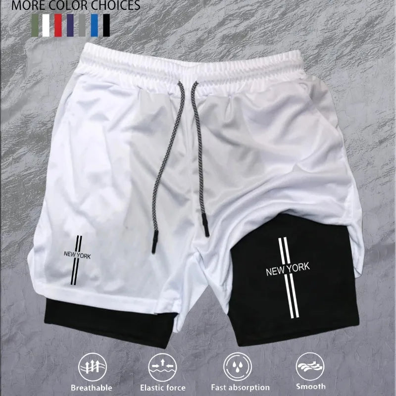 Workout Sports Shorts for Men 2-in-1 Double Deck Marathon Running Comfortable  Fitness Training Pants Racing Gym Wear Jogging