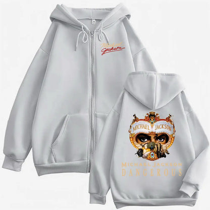 King of Pop Michael Jackson Dangerous Zip Up Hoodies Men Women Gothic Hip Hop Jacket Sweatshirt Autumn/Winter Zipper Hoodie Coat
