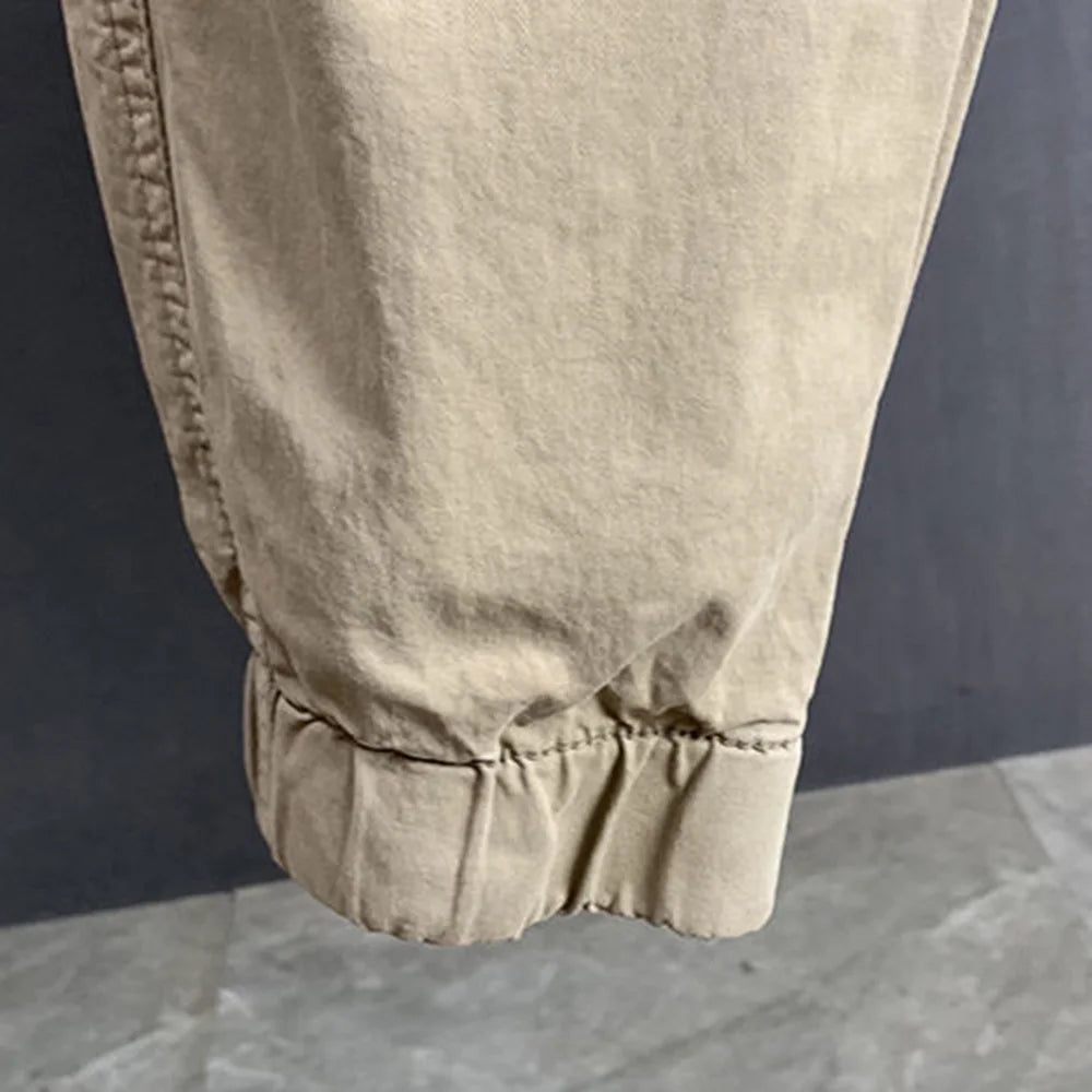 Mens Trousers Summer Cargo Pants Retro Streetwear Pockets Jogger Pants Casual Harem Trendy Fit Daily Thin Men's Clothes 2024