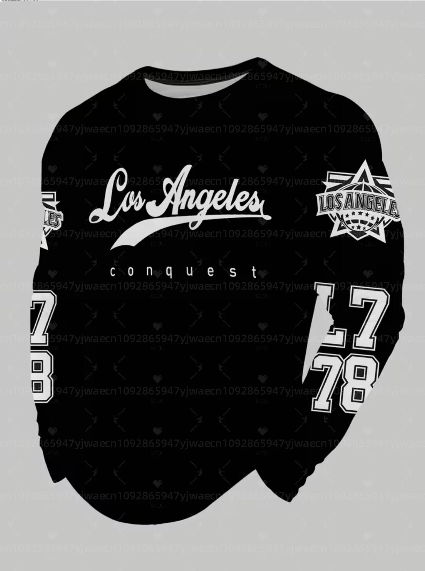 2026 Mens Long Sleeves LOS ANGELES 78 Print Men's Sweatshirt O -Neck Long Sleeve Pullover Hoodies Men WOMEN  Sports Hoodies