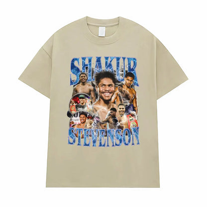 Shakur Stevenson Undefeated Graphic T Shirts Men's Clothes Gothic Violence Aesthetic T-shirt Male Summer Tops Streetwear T Shirt