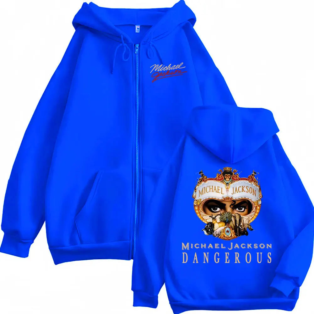 King of Pop Michael Jackson Dangerous Zip Up Hoodies Men Women Gothic Hip Hop Jacket Sweatshirt Autumn/Winter Zipper Hoodie Coat