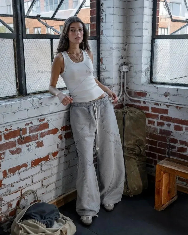 American Baggy Sweatpants Men Women Y2K Gothic Hip Hop Pants Streetwear Retro Casual Wide Leg Pants Harajuku Jogging Trousers