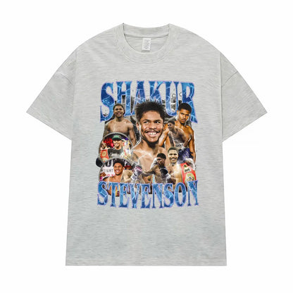 Shakur Stevenson Undefeated Graphic T Shirts Men's Clothes Gothic Violence Aesthetic T-shirt Male Summer Tops Streetwear T Shirt