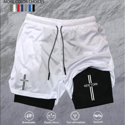 Workout Sports Shorts for Men 2-in-1 Double Deck Marathon Running Comfortable  Fitness Training Pants Racing Gym Wear Jogging