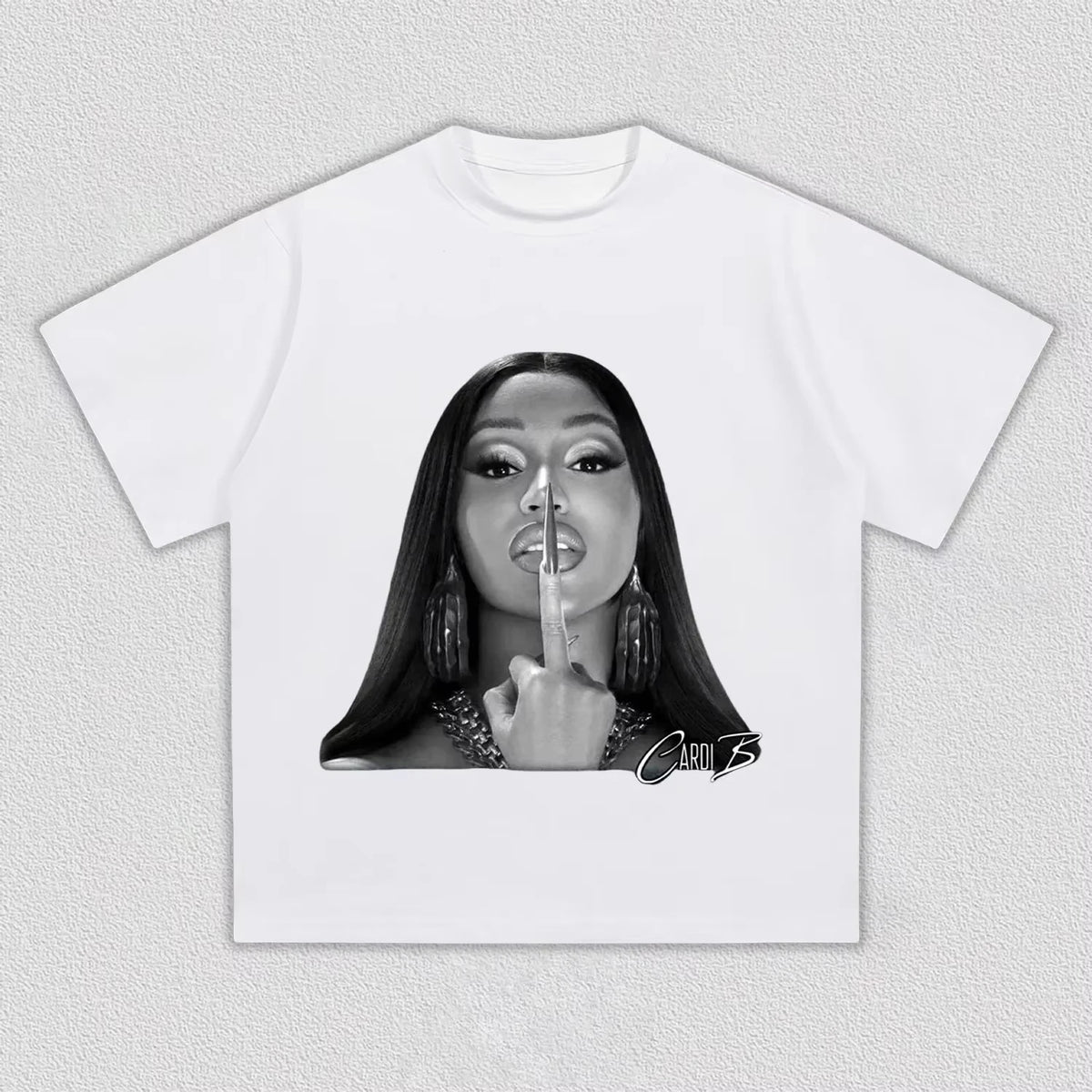 Cardi B Graphic T-shirt, Unisex Hip-Hop Rapper Logo Print, Black & White Casual Pure Cotton Streetwear Women And Men T-shirts