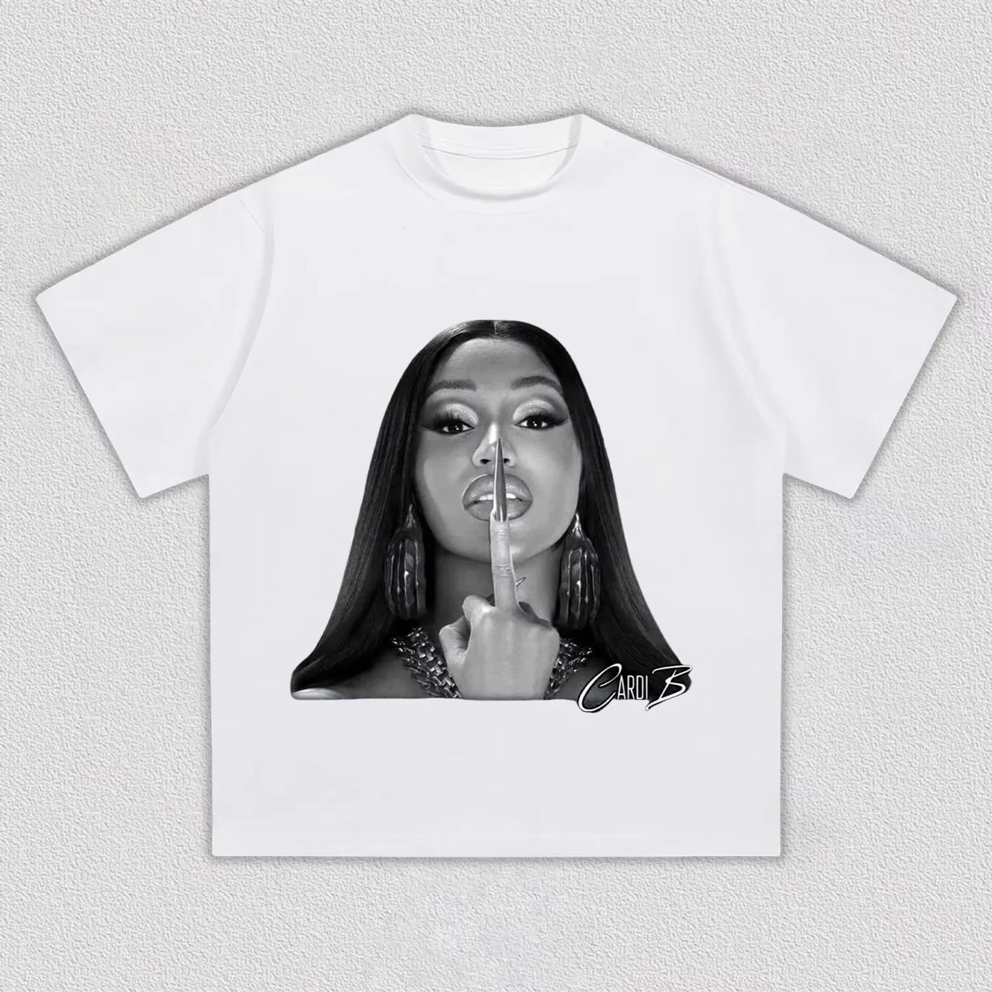 Cardi B Graphic T-shirt, Unisex Hip-Hop Rapper Logo Print, Black & White Casual Pure Cotton Streetwear Women And Men T-shirts