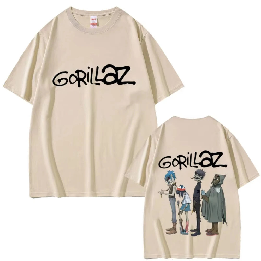 Hot Alternative Rock Band Gorillaz Graphic T-shirts Men Women Hip Hop Fashion T Shirt Summer Male Casual Soft Cotton Tshirt Tops