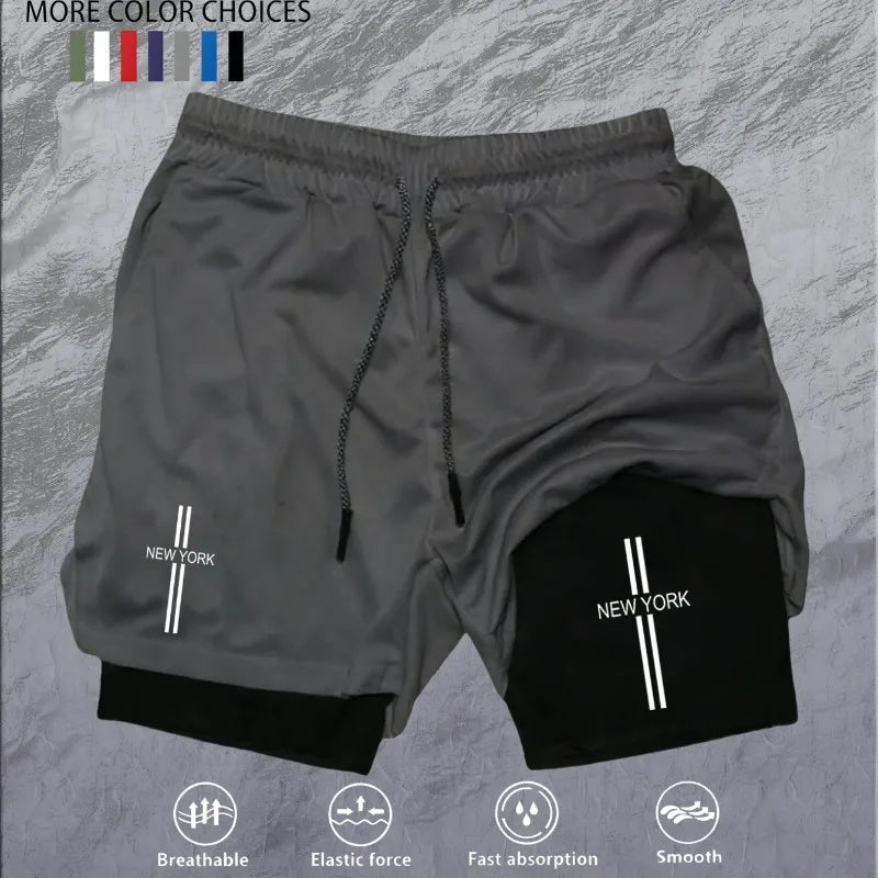 Workout Sports Shorts for Men 2-in-1 Double Deck Marathon Running Comfortable  Fitness Training Pants Racing Gym Wear Jogging