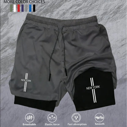 Workout Sports Shorts for Men 2-in-1 Double Deck Marathon Running Comfortable  Fitness Training Pants Racing Gym Wear Jogging
