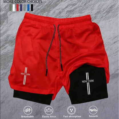 Workout Sports Shorts for Men 2-in-1 Double Deck Marathon Running Comfortable  Fitness Training Pants Racing Gym Wear Jogging