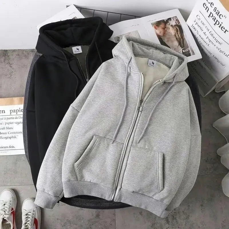 Fleece Hoodies Men's Warm Coats Fleece Sweatshirt with Hood Zipper Cardigans Men's Sportswear Thicken Warm Jackets