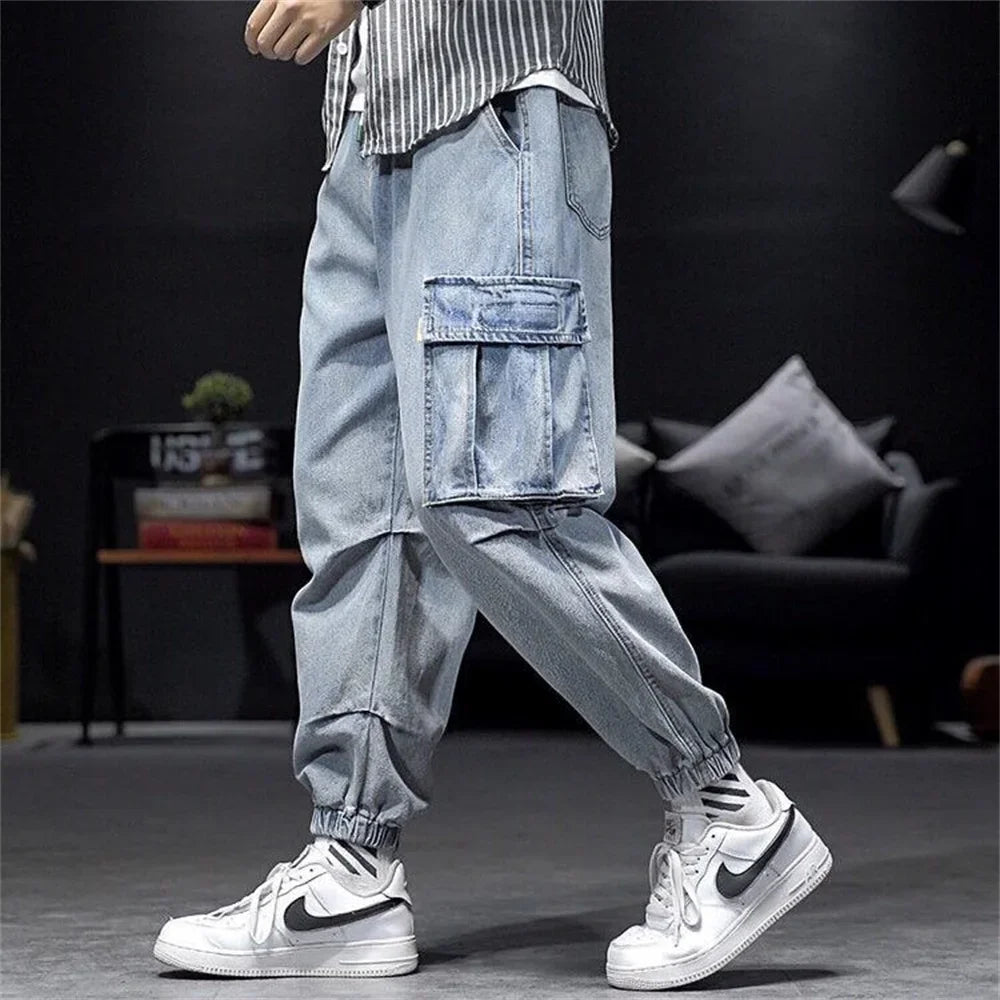 Baggy Jeans big pocket Trousers Male Denim cargo Pants Wide Leg Pant Men's Jeans Loose Casual Streetwear Hip Hop Harajuku 2025