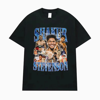 Shakur Stevenson Undefeated Graphic T Shirts Men's Clothes Gothic Violence Aesthetic T-shirt Male Summer Tops Streetwear T Shirt