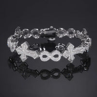 D Color Moissanite Cross Infinity Chain Bracelet 925 Sterling Silver Hiphop Rock Men Jewelry Diamond Link Chain Bracelets Bangle